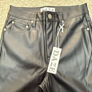 Sundaze Black Vegan Leather High-Rise Straight Leg Pants